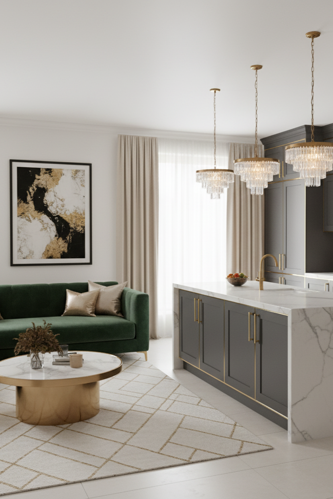 small open kitchen and living room