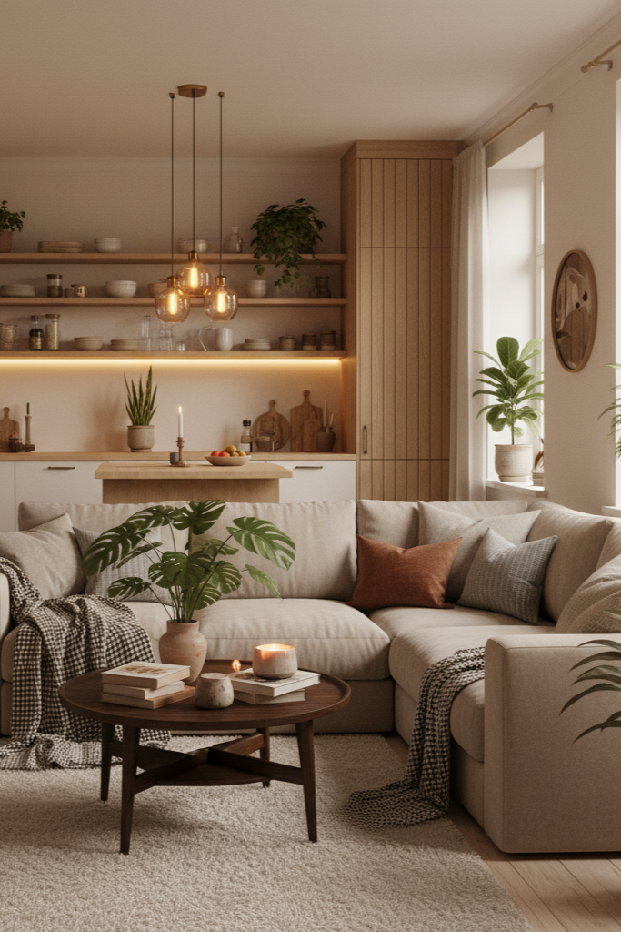small open kitchen and living room